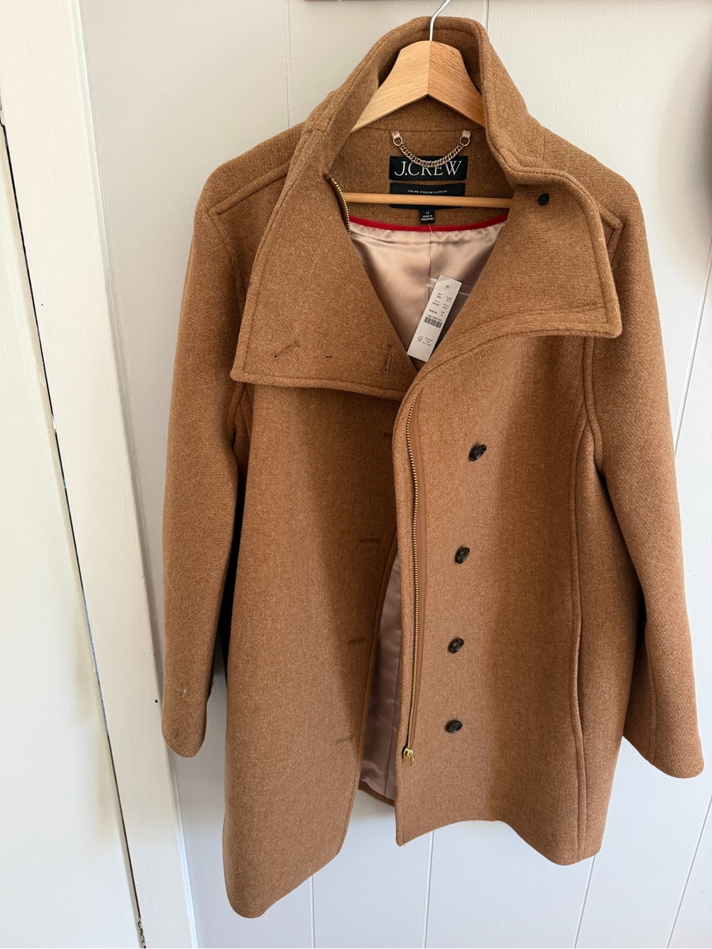 J. Crew Women's Camel Wool Blend Stadium Coat